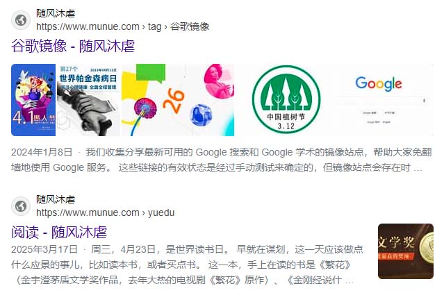 Bing权重3的网站索引样式